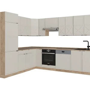 Hoekkeuken grijs/beige/gouden eik 227x60x81.6 fame-line Hoekkeuken grijs/beige/gouden eik 227x60x81.6 fame-line