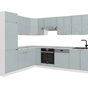 Hoekkeuken licht blauw-grijs/wit 287x46x81.6 fame-line