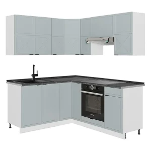 Hoekkeuken licht blauw-grijs/wit 190x60x81.6 fame-line Hoekkeuken licht blauw-grijs/wit 190x60x81.6 fame-line