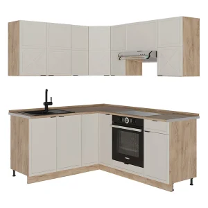 Hoekkeuken grijs/beige/gouden eik 190x60x81.6 fame-line Hoekkeuken grijs/beige/gouden eik 190x60x81.6 fame-line
