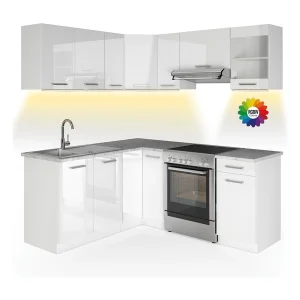 Hoekkeuken wit hoogglans/wit 187x60x81.6 rick Hoekkeuken wit hoogglans/wit 187x60x81.6 rick