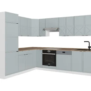 Hoekkeuken licht blauw-grijs/wit 287x60x81.6 fame-line