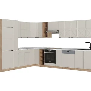 Hoekkeuken grijs/beige/gouden eik 347x46x81.6 fame-line Hoekkeuken grijs/beige/gouden eik 347x46x81.6 fame-line