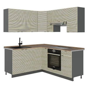 Hoekkeuken eiken paneel/antraciet 190x60x81.6 fame-line