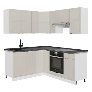 Hoekkeuken grijs/beige/wit 190x60x81.6 fame-line Hoekkeuken grijs/beige/wit 190x60x81.6 fame-line