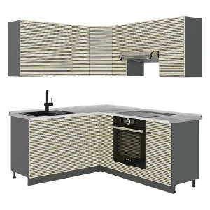 Hoekkeuken eiken paneel/antraciet 190x60x81.6 fame-line