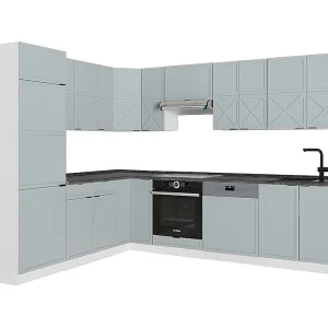 Hoekkeuken licht blauw-grijs/wit 287x60x81.6 fame-line
