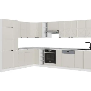 Hoekkeuken grijs/beige/wit 347x46x81.6 fame-line Hoekkeuken grijs/beige/wit 347x46x81.6 fame-line