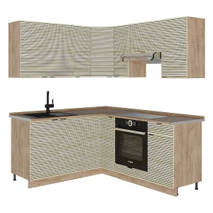 Hoekkeuken eiken paneel/goudkraft eik 190x46x81.6 fame-line