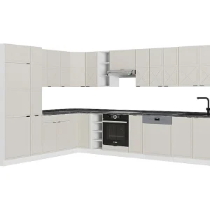 Hoekkeuken grijs/beige/wit 347x60x81.6 fame-line Hoekkeuken grijs/beige/wit 347x60x81.6 fame-line