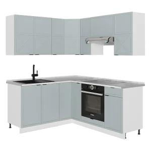Hoekkeuken licht blauw-grijs/wit 190x46x81.6 fame-line Hoekkeuken licht blauw-grijs/wit 190x46x81.6 fame-line