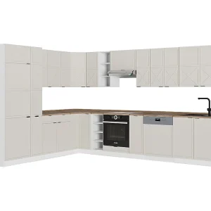 Hoekkeuken grijs/beige/wit 347x60x81.6 fame-line Hoekkeuken grijs/beige/wit 347x60x81.6 fame-line