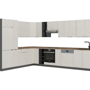 Hoekkeuken grijs/beige/antraciet 347x60x81.6 fame-line Hoekkeuken grijs/beige/antraciet 347x60x81.6 fame-line