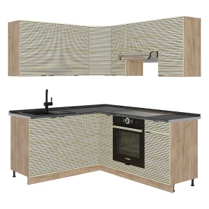 Hoekkeuken eiken paneel/goudkraft eik 190x60x81.6 fame-line Hoekkeuken eiken paneel/goudkraft eik 190x60x81.6 fame-line