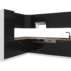 Hoekkeuken zwart gestreept/wit 287x60x81.6 fame-line Hoekkeuken zwart gestreept/wit 287x60x81.6 fame-line