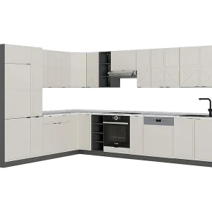 Hoekkeuken grijs/beige/antraciet 347x46x81.6 fame-line Hoekkeuken grijs/beige/antraciet 347x46x81.6 fame-line