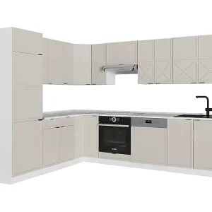 Hoekkeuken grijs/beige/wit 287x60x81.6 fame-line Hoekkeuken grijs/beige/wit 287x60x81.6 fame-line