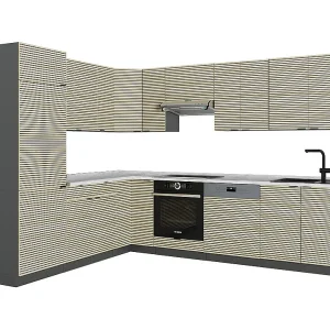 Hoekkeuken eiken paneel/antraciet 287x46x81.6 fame-line