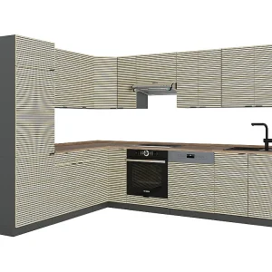 Hoekkeuken eiken paneel/antraciet 287x60x81.6 fame-line