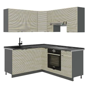 Hoekkeuken eiken paneel/antraciet 190x60x81.6 fame-line