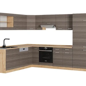 Hoekkeuken edel grijs/gouden eik 287x60x81.6 r-line Hoekkeuken edel grijs/gouden eik 287x60x81.6 r-line