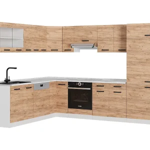 Hoekkeuken eik goud/wit 287x60x81.6 r-line Hoekkeuken eik goud/wit 287x60x81.6 r-line