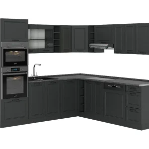 Hoekkeuken antraciet landhuis/antraciet 247x46x81.6 r-line Hoekkeuken antraciet landhuis/antraciet 247x46x81.6 r-line