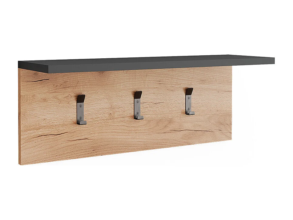 Kapstok met hoedenplank antraciet/gouden eik 60x18x21.6 orlando