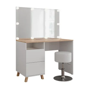 Kaptafel set met kruk wit/kunstnijverheid 110x55x75 karen Kaptafel set met kruk wit/kunstnijverheid 110x55x75 karen
