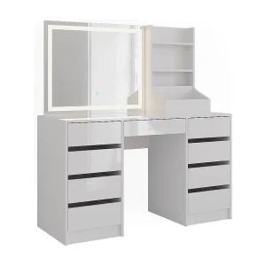 Kaptafel met licht wit/wit hoogglans 128.2×50.1×76 sherry