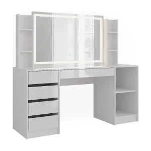 Kaptafel met licht wit/wit hoogglans 158.2×50.1×76 sherry