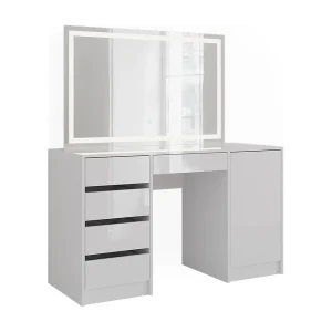 Kaptafel met licht wit/wit hoogglans 128.2×50.1×76 sherry