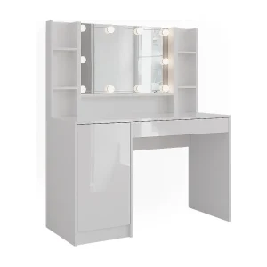 Kaptafel met licht wit/wit hoogglans 119.8×50.1×76 sherry