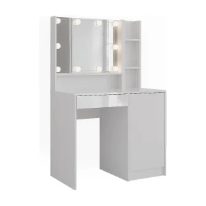 Kaptafel met licht wit/wit hoogglans 89.8×50.1×76 sherry