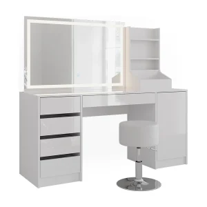 Kaptafel set met kruk wit/wit hoogglans 158.2×50.1×76 sherry Kaptafel set met kruk wit/wit hoogglans 158.2×50.1×76 sherry