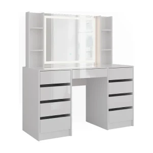 Kaptafel met licht wit/wit hoogglans 128.2×50.1×76 sherry