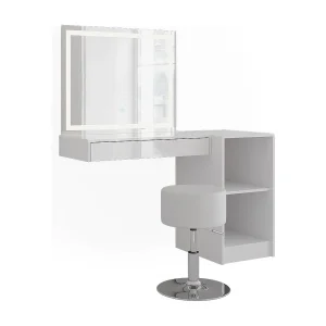 Kaptafel set met kruk wit/wit hoogglans 81.4×50.1×76 sherry Kaptafel set met kruk wit/wit hoogglans 81.4×50.1×76 sherry