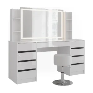 Kaptafel set met kruk wit/wit hoogglans 158.2×50.1×76 sherry Kaptafel set met kruk wit/wit hoogglans 158.2×50.1×76 sherry