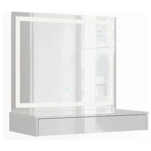 Kaptafel met licht wit/wit hoogglans 81.4×50.1×76 sherry