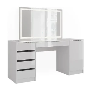 Kaptafel met licht wit/wit hoogglans 158.2×50.1×76 sherry