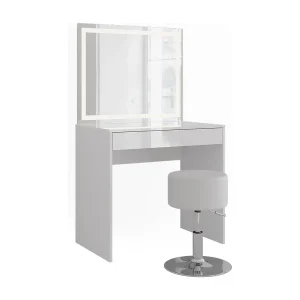 Kaptafel set met kruk wit/wit hoogglans 81.4×50.1×76 sherry Kaptafel set met kruk wit/wit hoogglans 81.4×50.1×76 sherry