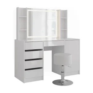 Kaptafel set met kruk wit/wit hoogglans 128.2×50.1×76 sherry Kaptafel set met kruk wit/wit hoogglans 128.2×50.1×76 sherry