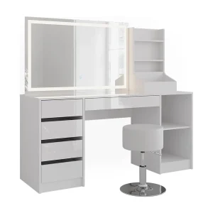 Kaptafel set met kruk wit/wit hoogglans 158.2×50.1×76 sherry Kaptafel set met kruk wit/wit hoogglans 158.2×50.1×76 sherry
