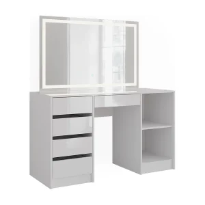 Kaptafel met licht wit/wit hoogglans 128.2×50.1×76 sherry