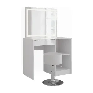 Kaptafel set met kruk wit/wit hoogglans 89.8×50.1×76 sherry Kaptafel set met kruk wit/wit hoogglans 89.8×50.1×76 sherry