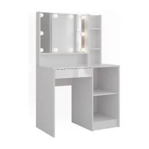 Kaptafel met licht wit/wit hoogglans 89.8×50.1×76 sherry