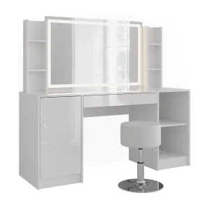 Kaptafel set met kruk wit/wit hoogglans 158.2×50.1×76 sherry Kaptafel set met kruk wit/wit hoogglans 158.2×50.1×76 sherry