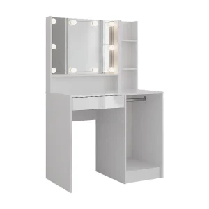 Kaptafel met licht wit/wit hoogglans 89.8×50.1×76 sherry