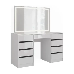 Kaptafel met licht wit/wit hoogglans 128.2×50.1×76 sherry