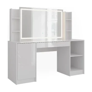 Kaptafel met licht wit/wit hoogglans 158.2×50.1×76 sherry